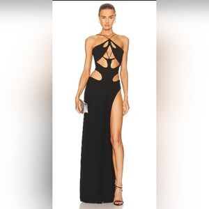 Mônot Halterneck crêpe cutout maxi dress